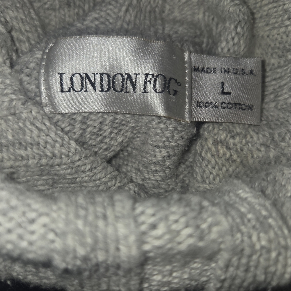 London Fog Vintage 90s Cotton Turtleneck Sweater Made USA Size L - Picture 2 of 3